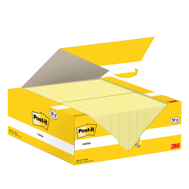 Memoblok 3M Post-it 653-CY 38mmx51mm geel voordeelpak