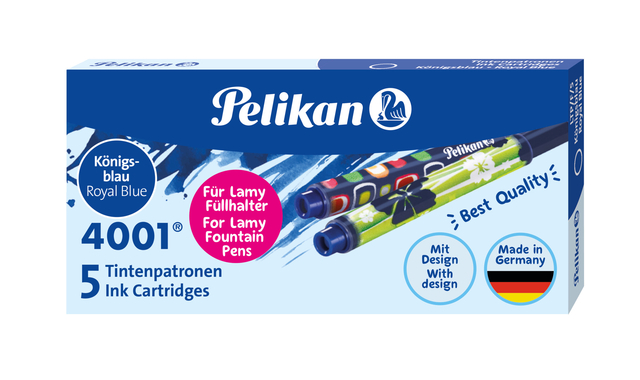 Inktpatroon Pelikan 4001 voor Lamy vulpen blauw doosje à 5 stuks