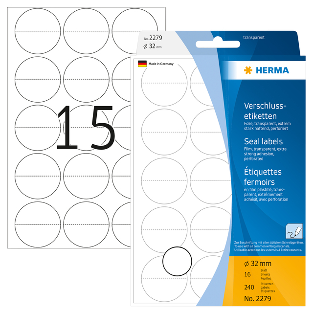 Etiket HERMA 2279 32mm transparant 240 etiketten