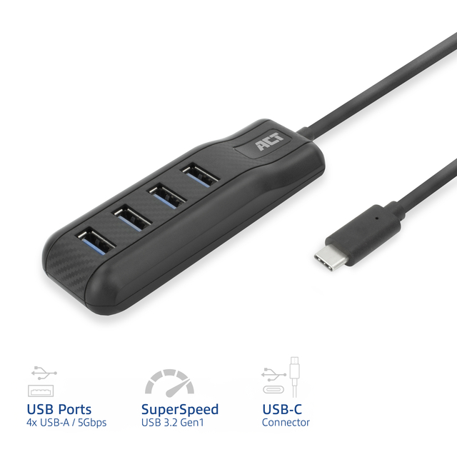 Hub ACT USB-C 3.0 4 poorts USB-A