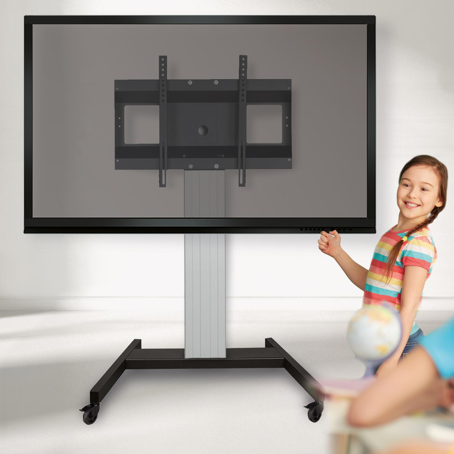 Tv-trolley, verrijdbaar statief met monitorbeugel, middendisplay 160 cm