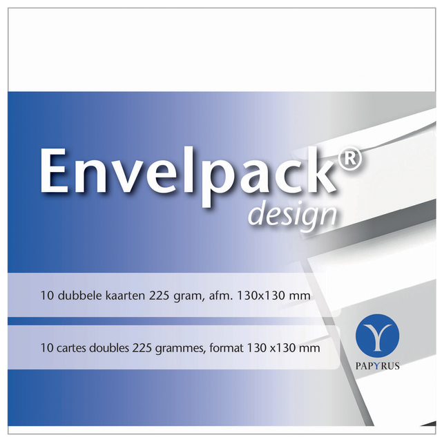 Dubbele kaart Papyrus Envelpack Design vierkant 130x130mm wit 894466 set van 10