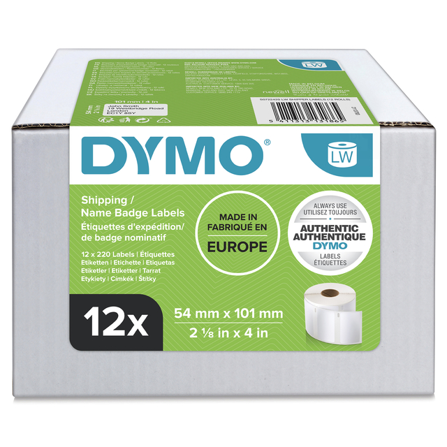 Etiket Dymo LabelWriter naamkaart 54x101mm 12 rollen á 220 stuks wit