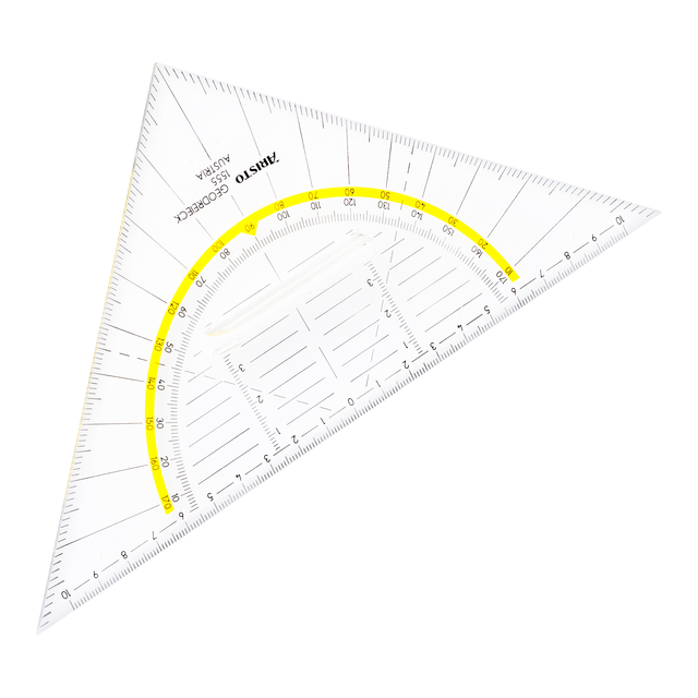 Geodriehoek Aristo 1555/2 225mm met greep transparant