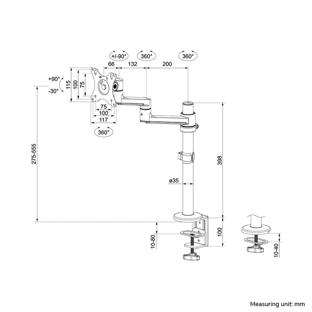 Monitorarm Neomounts DS60-425BL1 zwart