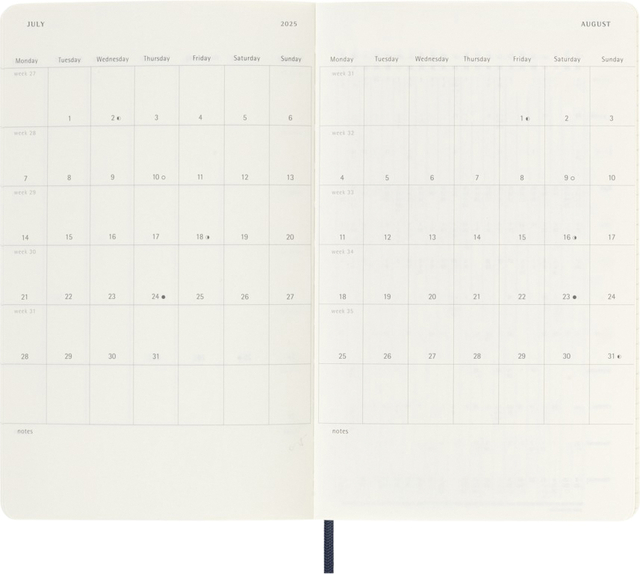 Agenda 2024/2025 Moleskine 18M Planner Weekly 7dagen/1pagina large sc sapphire blue