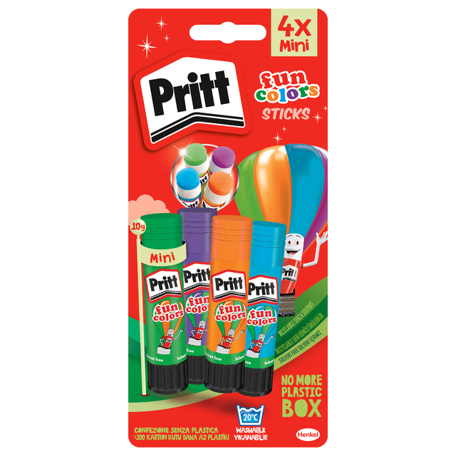 Lijmstift Pritt Stick 10gr FUN Colors 1 blister à 4 stuks