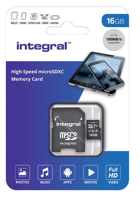 Geheugenkaart Integral microSDHC V10 16GB