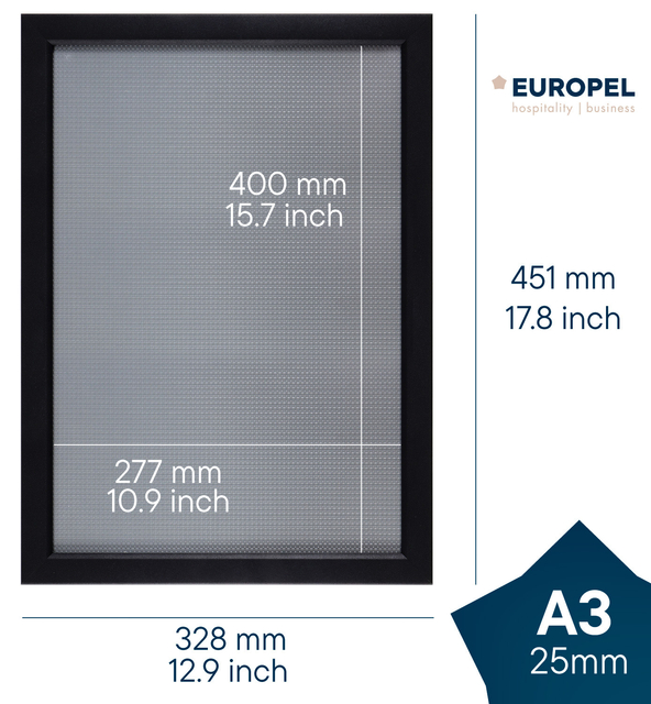 Kliklijst Europel A3 25mm mat zwart