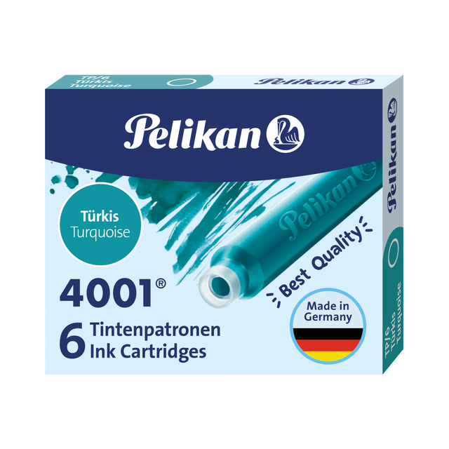 Inktpatroon Pelikan 4001 turquoise 6 stuks