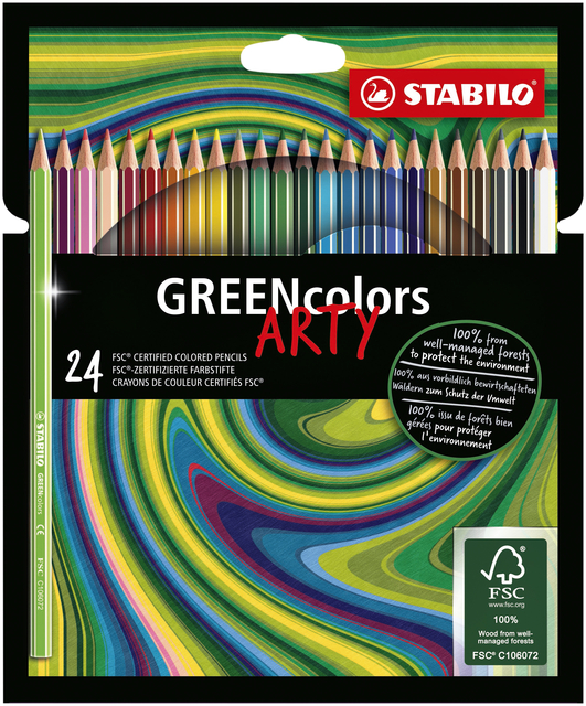 Kleurpotloden STABILO 6019 GREENcolors Arty assorti etui à 24 stuks