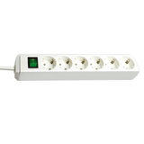 Brennenstuhl Eco-Line, stekkerdoos, 6 sockets, 1.5m, wit, met schakelaar