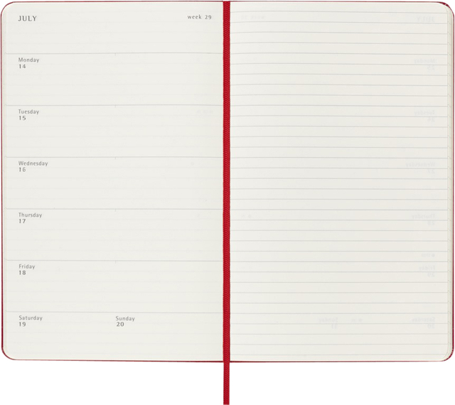 Agenda 2025 Moleskine 12M Planner Weekly 7dagen/1pagina large hc scarlet red