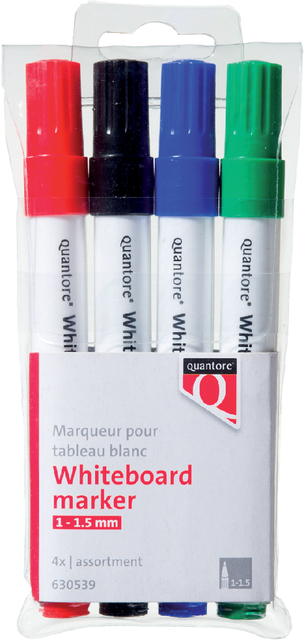 Whiteboardmarker Quantore rond 1-1.5mm 4 stuks assorti