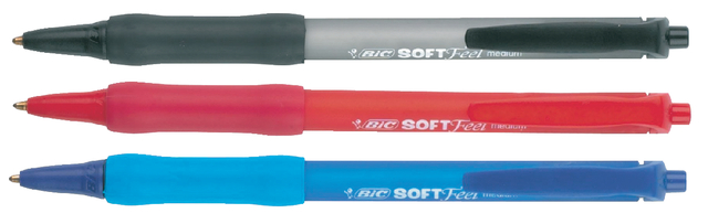 Balpen Bic soft feel grip clic medium blauw