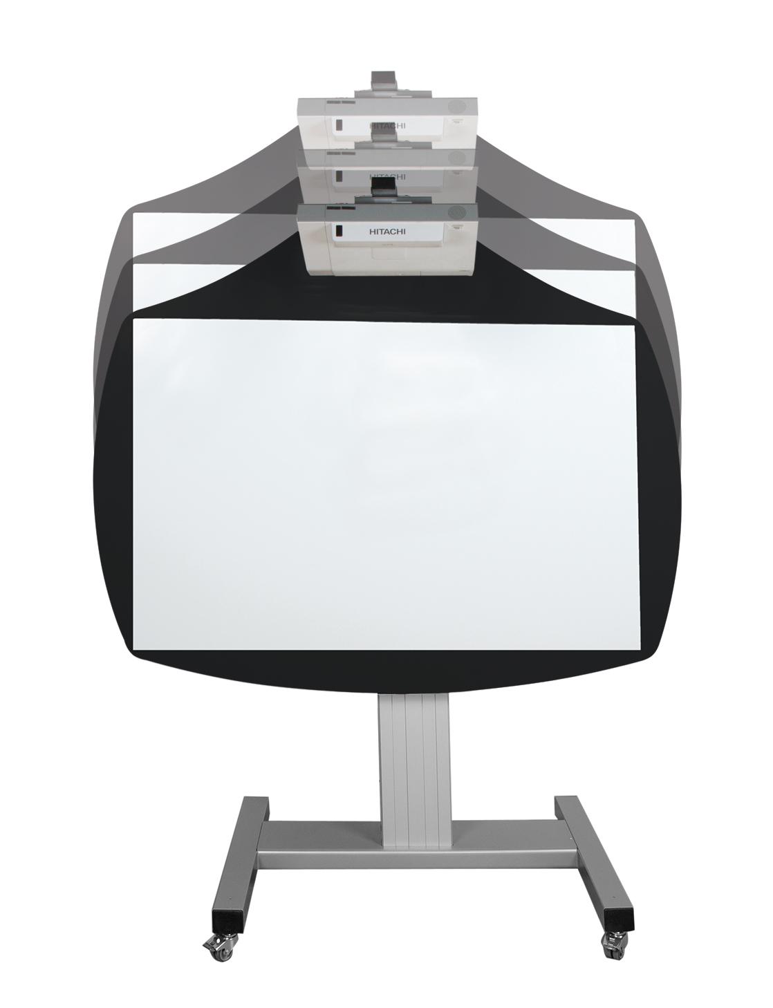 Mobiel kantelbaar whiteboard in cloudboard-design - 1,44 x 0,90 m, elektrisch in hoogte verstelbaar &amp; kantelbare houder, H-vormig rolframe