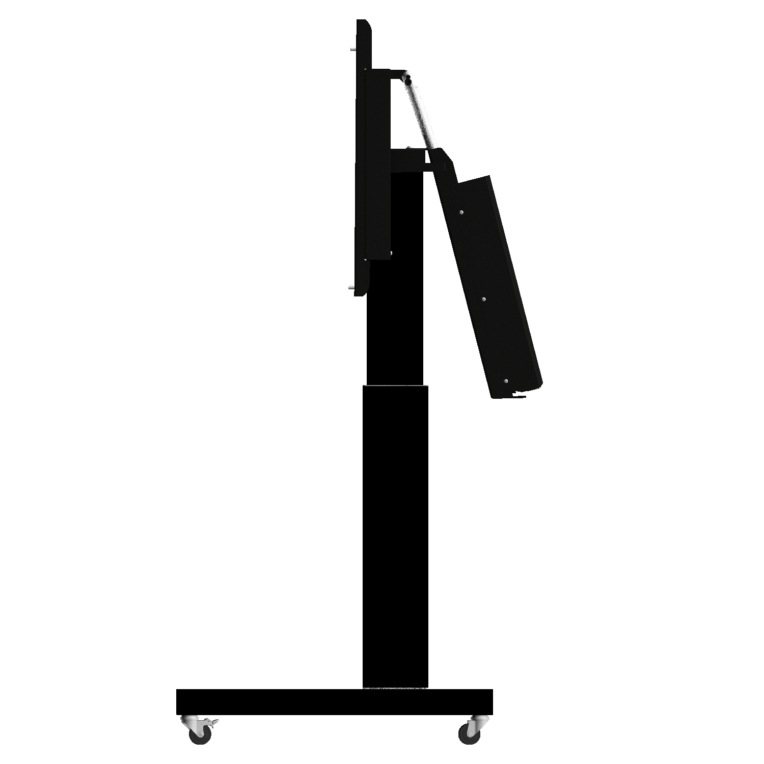 Screencart elektrisch verstelbaar + kantelbaar, aluminium, V-voeten, zwart