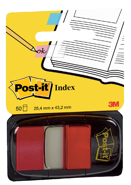 Indextabs Post-it 680 25.4x43.2mm rood 50 tabs