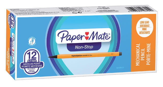 Vulpotlood Paper Mate non stop 0.7mm HB met clip en gum geel