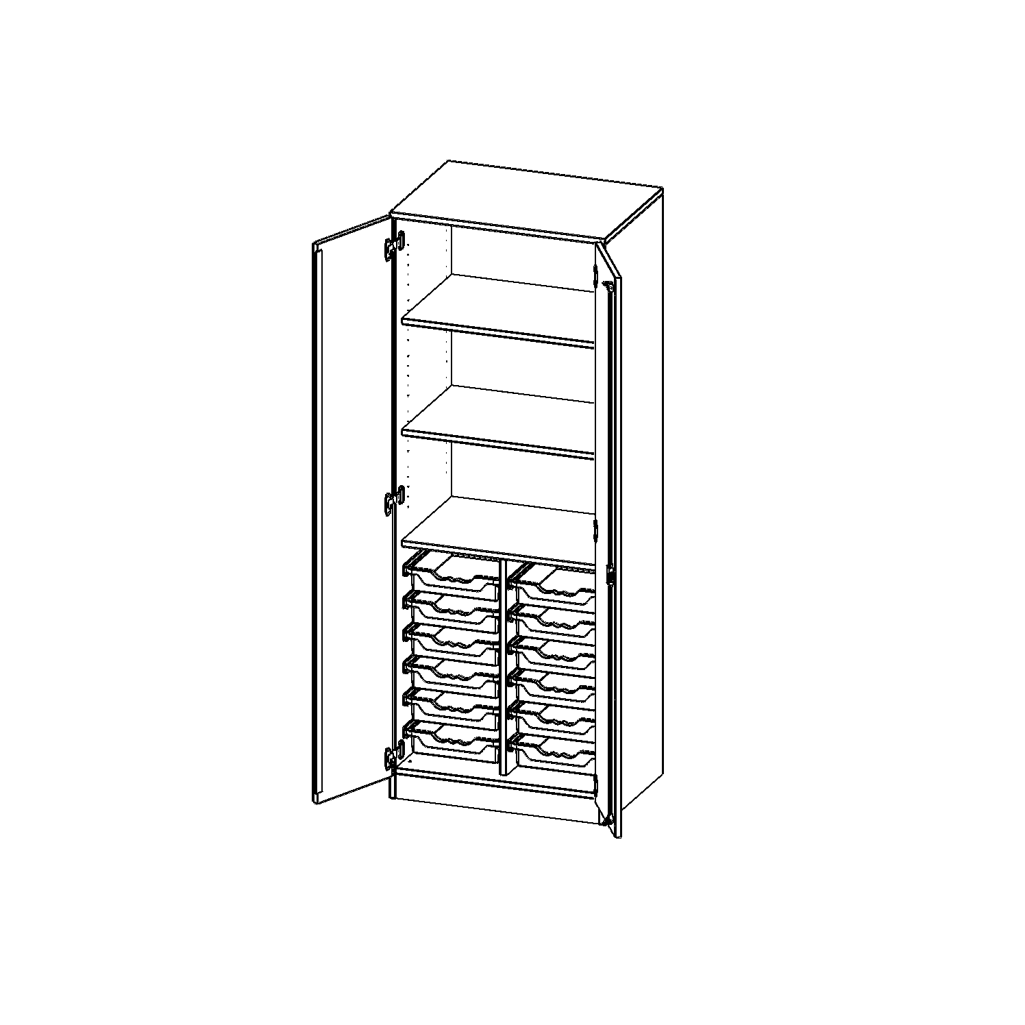 ErgoTray kast, twee rijen, 5 ordnerhoogtes - evo180 serie