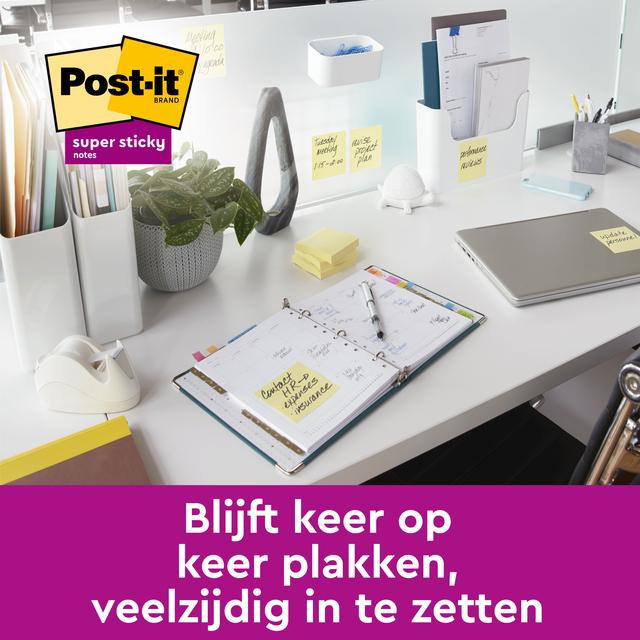 Memoblok Post-it Z-Note S330 Super Sticky 76x76mm geel 12 stuks