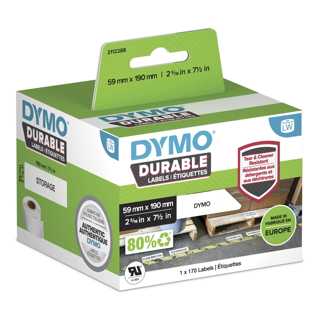 Etiket Dymo LabelWriter industrieel 59x190mm 1 rol á 170 stuks wit