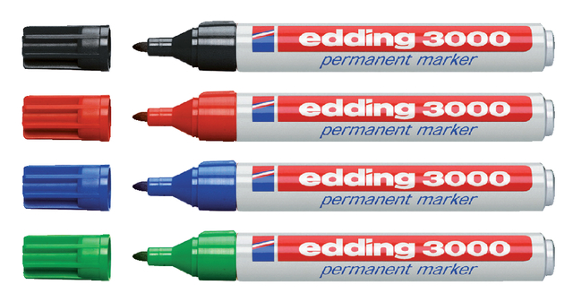 Viltstift edding 3000 rond 1.5-3mm assorti blister à 4 stuks