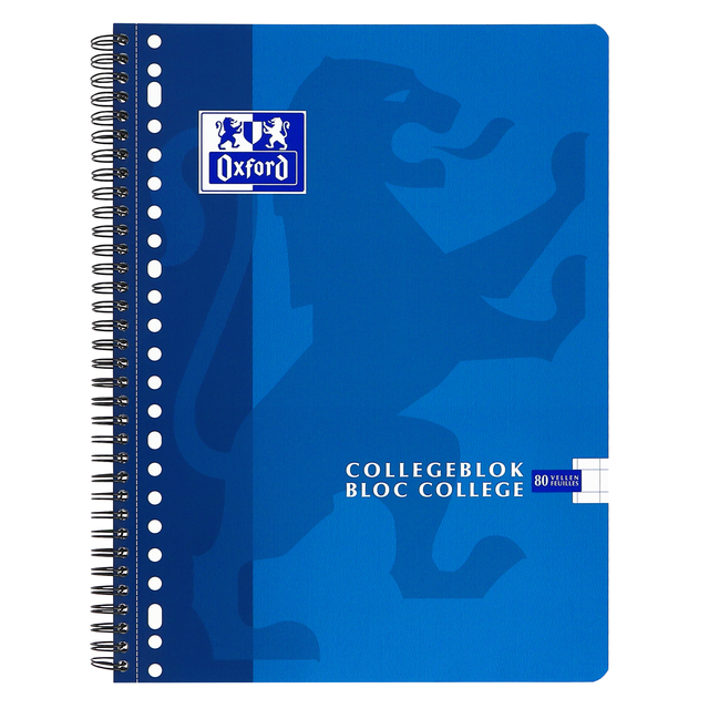 Collegeblok Oxford School A4 ruit 10x10mm 23-gaats 160 pagina's 80gr assorti