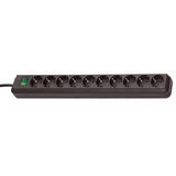 Brennenstuhl Eco-Line, stekkerdoos, 10 sockets, 3.0m, zwart, met schakelaar