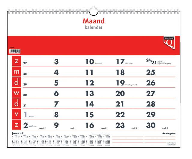 Maandkalender 2025 Quantore