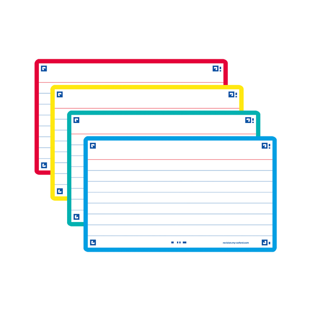 Flashcard Oxford 2.0 75x125mm 80 vel 250gr lijn assorti