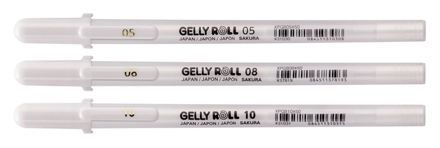 Gelschrijver Sakura Gelly Roll Classic set à 3 breedtes wit