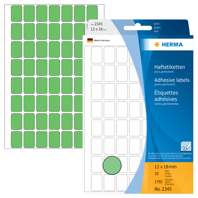 Etiket HERMA 2345 12x18mm groen 1792stuks