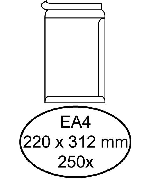 Envelop Hermes akte EA4 220x312mm zelfklevend wit doos à 250 stuks