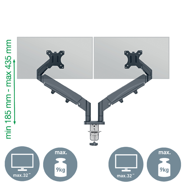 Monitorarm Leitz Ergo ruimtebesparend dubbele monitorarm