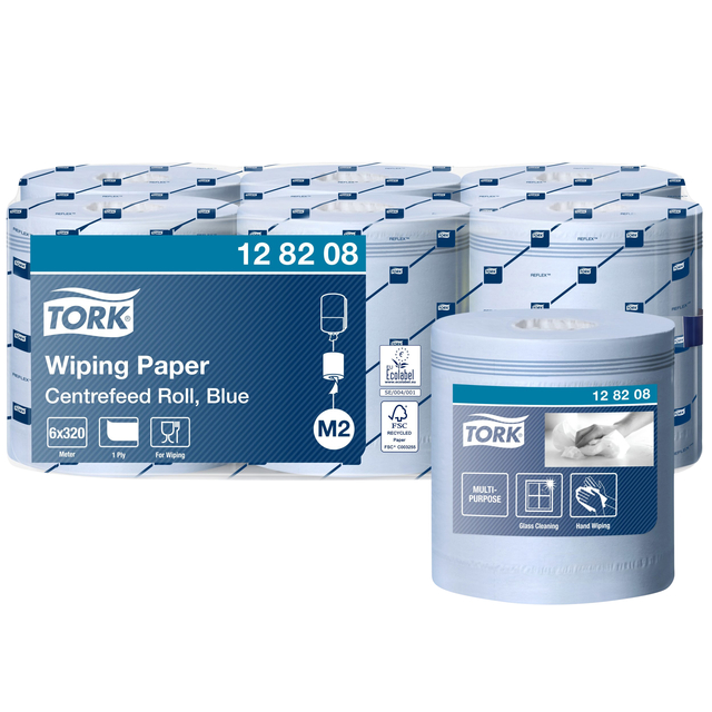 Poetspapier Tork M2 Advanced 1-laags 320m blauw 128208