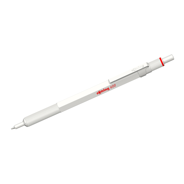 Balpen rOtring 600 parelmoer medium wit