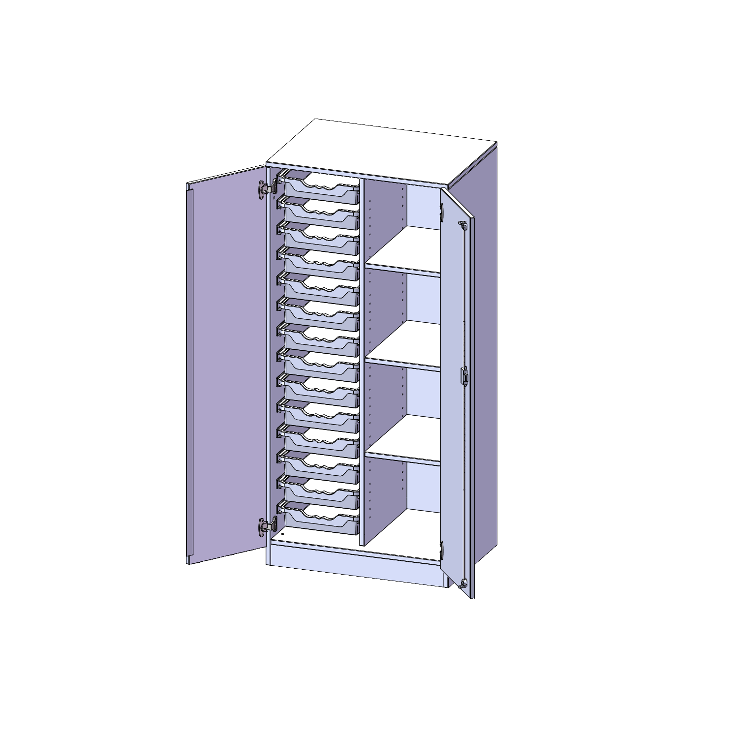 ErgoTray kast, twee rijen, 4 ordnerhoogtes - evo180 serie