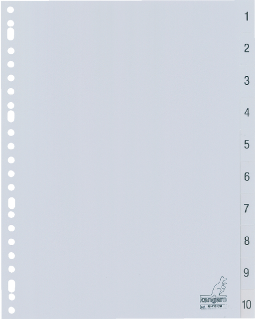 Tabbladen Kangaro 23-gaats G410CM 1-10 genummerd grijs PP