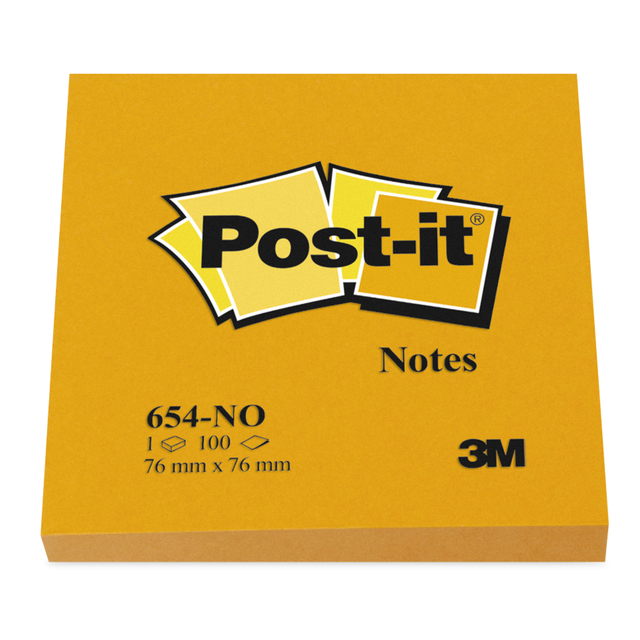 Memoblok Post-it 654 76x76mm oranje 100 vel