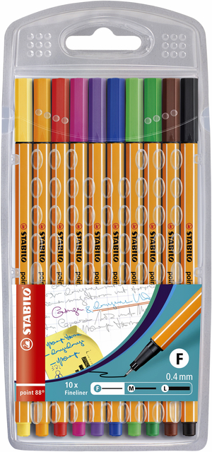 Fineliner STABILO point 88/10 fijn assorti etui à 10 stuks