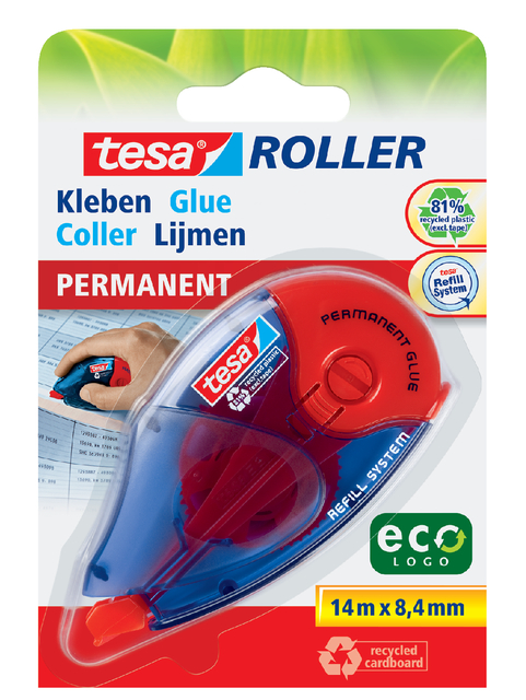 Lijmroller tesa® ecoLogo® permanent navulbaar op blister