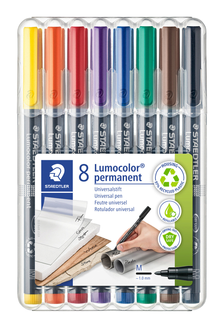 Viltstift Staedtler Lumocolor 317 permanent M set à 8 stuks