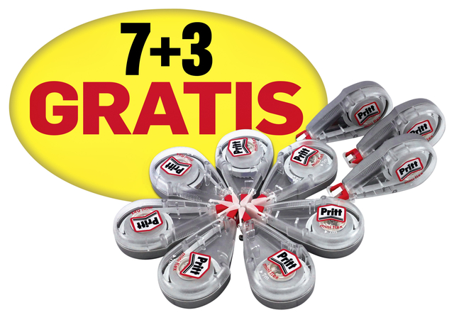 Correctieroller Pritt Mini Flex 4.2mmx7m promo pack à 7+3 gratis