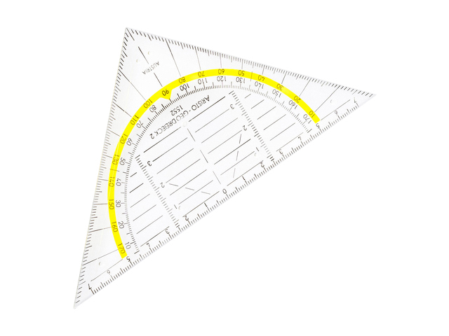 Geodriehoek Aristo 1552 160mm transparant met gele rand