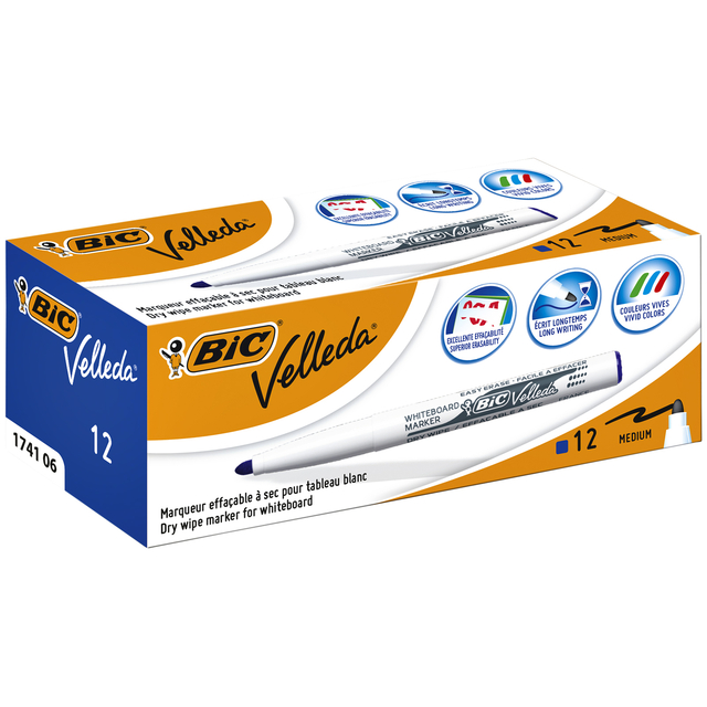 Whiteboardmarker Bic Velleda 1741 rond medium blauw