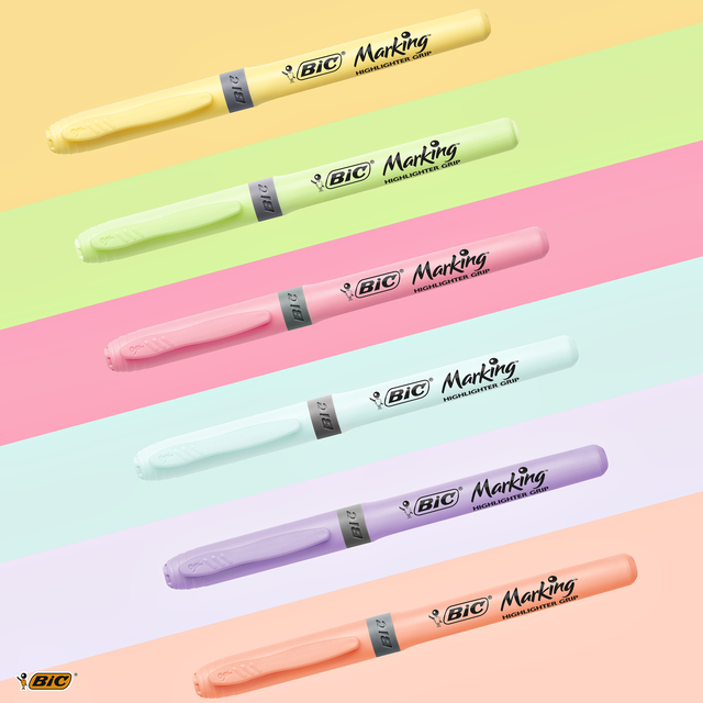 Markeerstift Bic grip Highlight your life assorti blik à 15 stuks