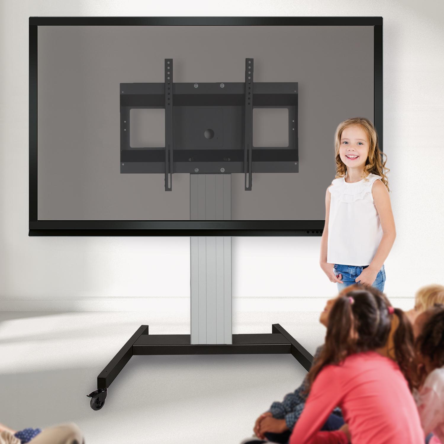 Tv-trolley, verrijdbaar statief met monitorbeugel, middendisplay 131 cm