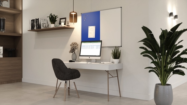 Combibord Legamaster UNITE blauw vilt-whiteboard 90x120cm