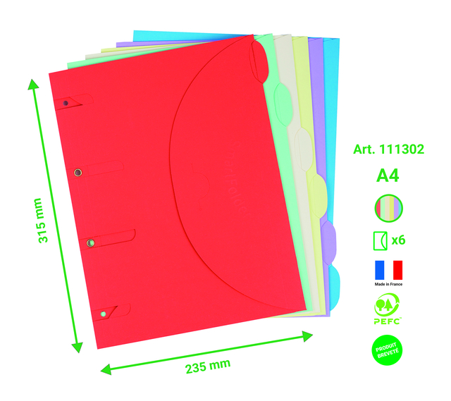 Smartfolder geperforeerde opbergmappen A4 assorti 6 stuks